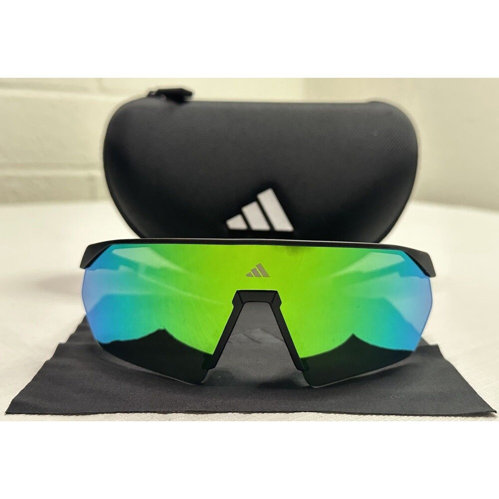 Adidas Sport PRFM Shield Lite Sunglasses Matte Black Green Mirror SP0076 02Q
